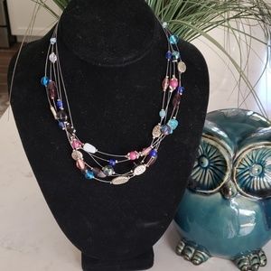 Pink And Blue Beaded Layered necklace Lia Sophia